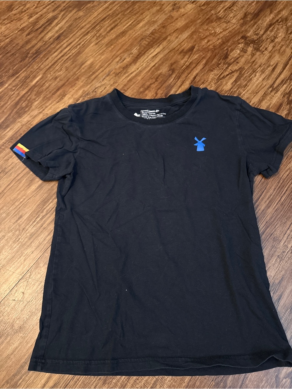 Vintage Dutch Bros Women’s Black Crew Neck Tee with Blue Logo